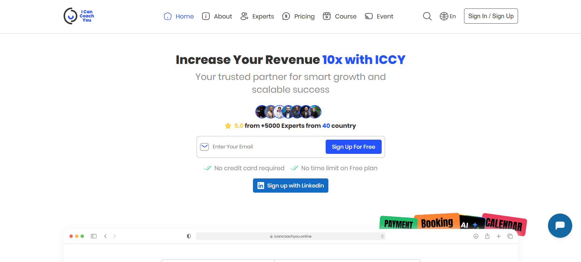 ICCY platform landing overview
