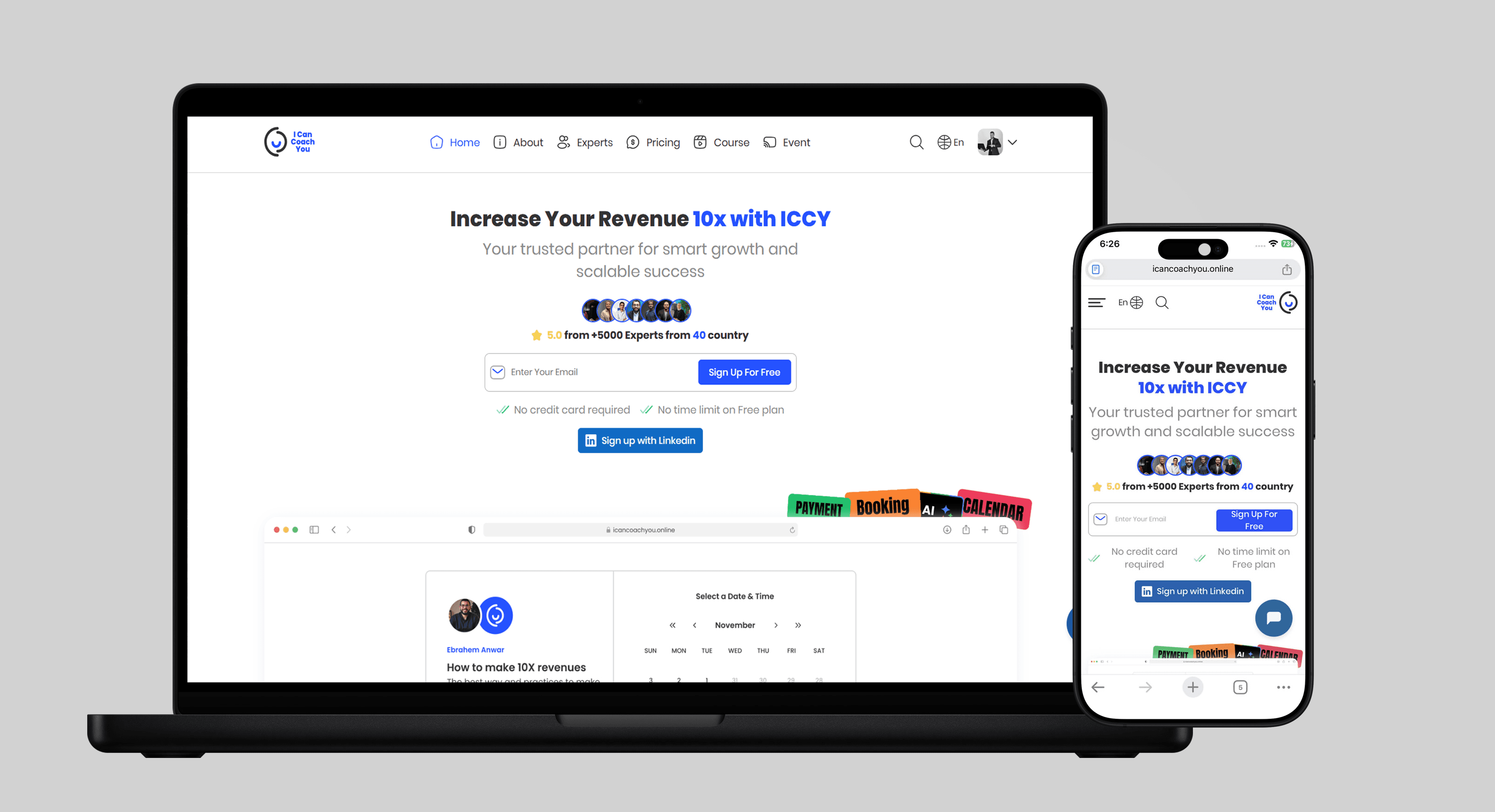 ICCY platform landing overview
