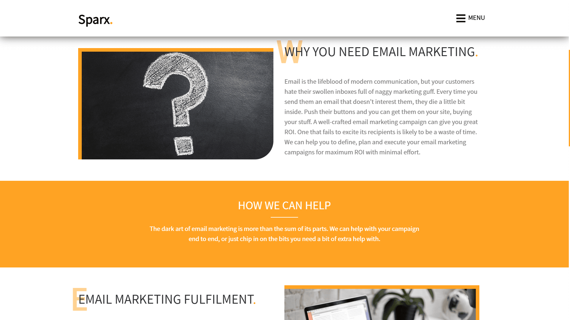 Sparx Media portfolio/case section